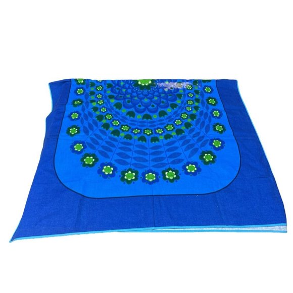 Blue Green Mandala Tablecloth Scarf Wall Hanging Boho Hippie 38" x 60" - Picture 3 of 5